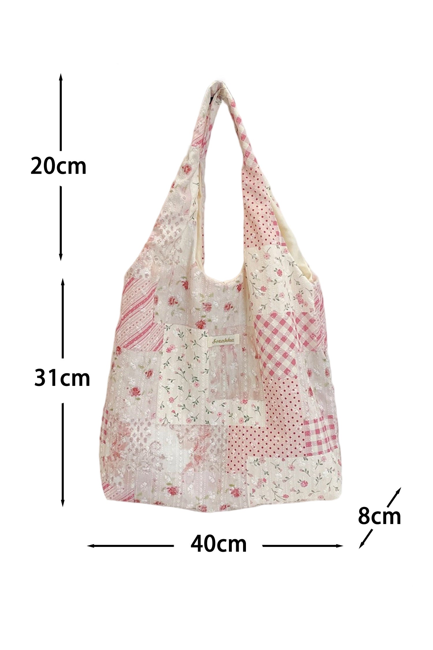 Pink Lightweight Cloth Boho Patchwork Floral Tote Bag