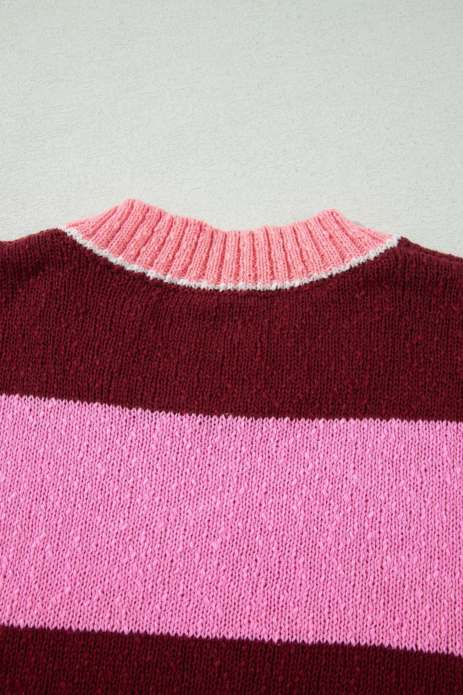 Pink Stripe Striped Drop Shoulder Long Sleeve Pullover Regular Fit Knit Sweater