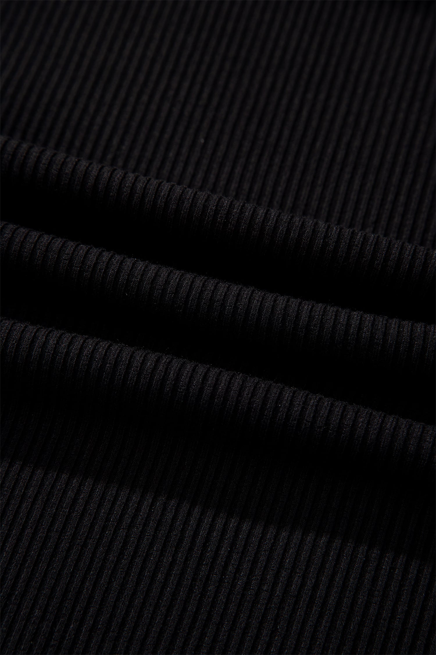 Dearlovers Black Ribbed Long Sleeve Crew Neck Solid Color Bodysuit