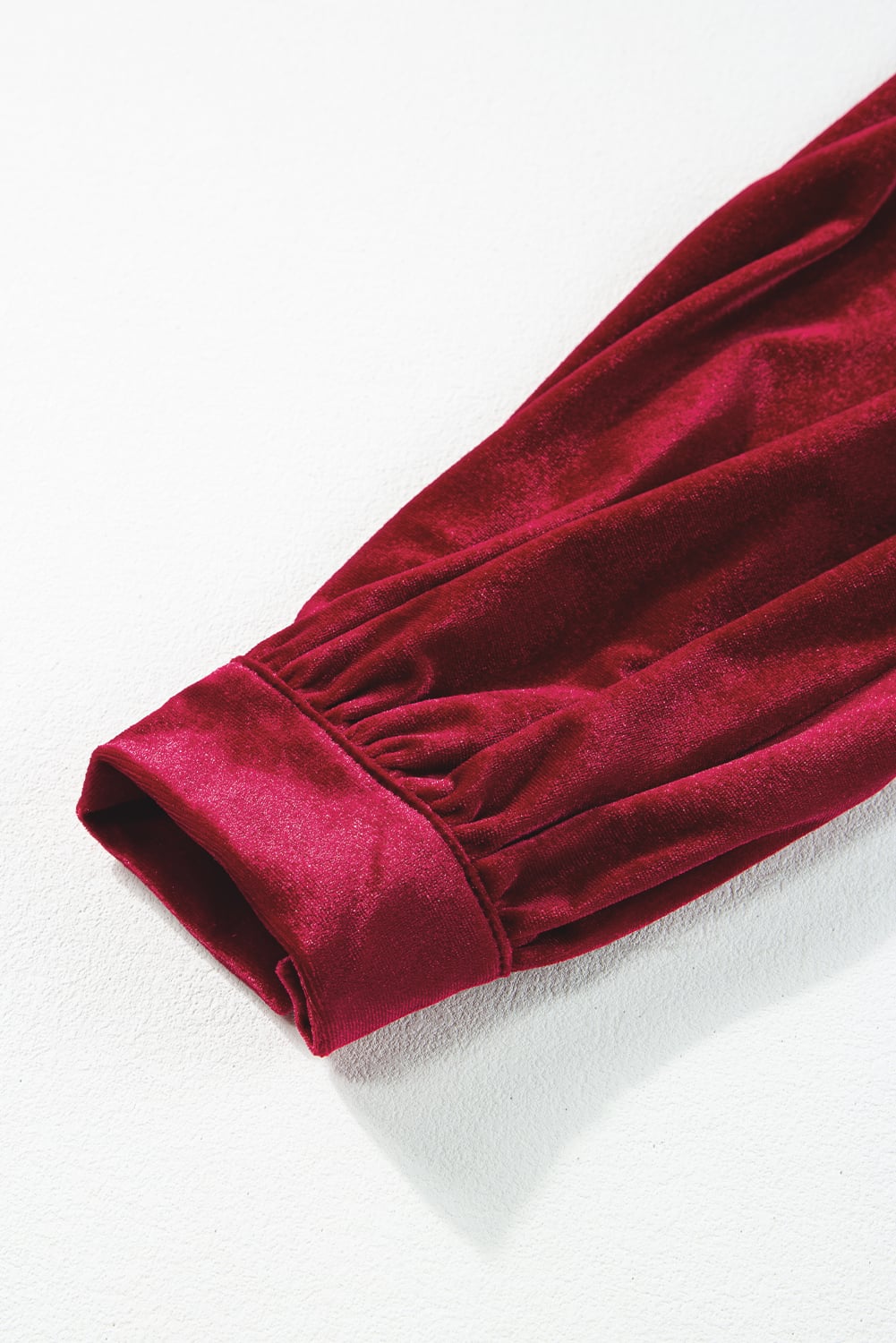 Dearlove Racing Red Velvet Buttoned Puff Sleeve V Neck Split Midi Dress