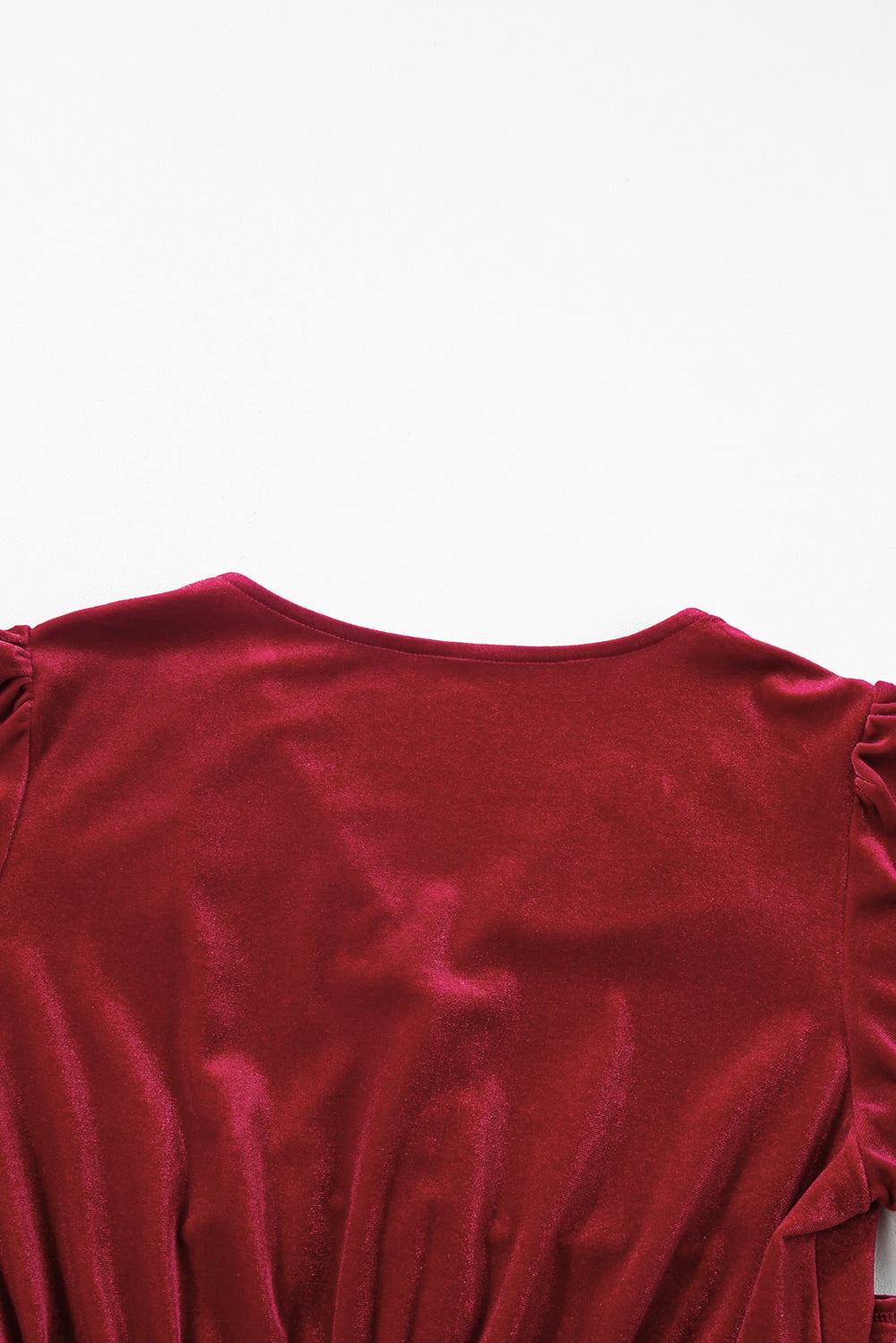 Dearlove Racing Red Velvet Buttoned Puff Sleeve V Neck Split Midi Dress