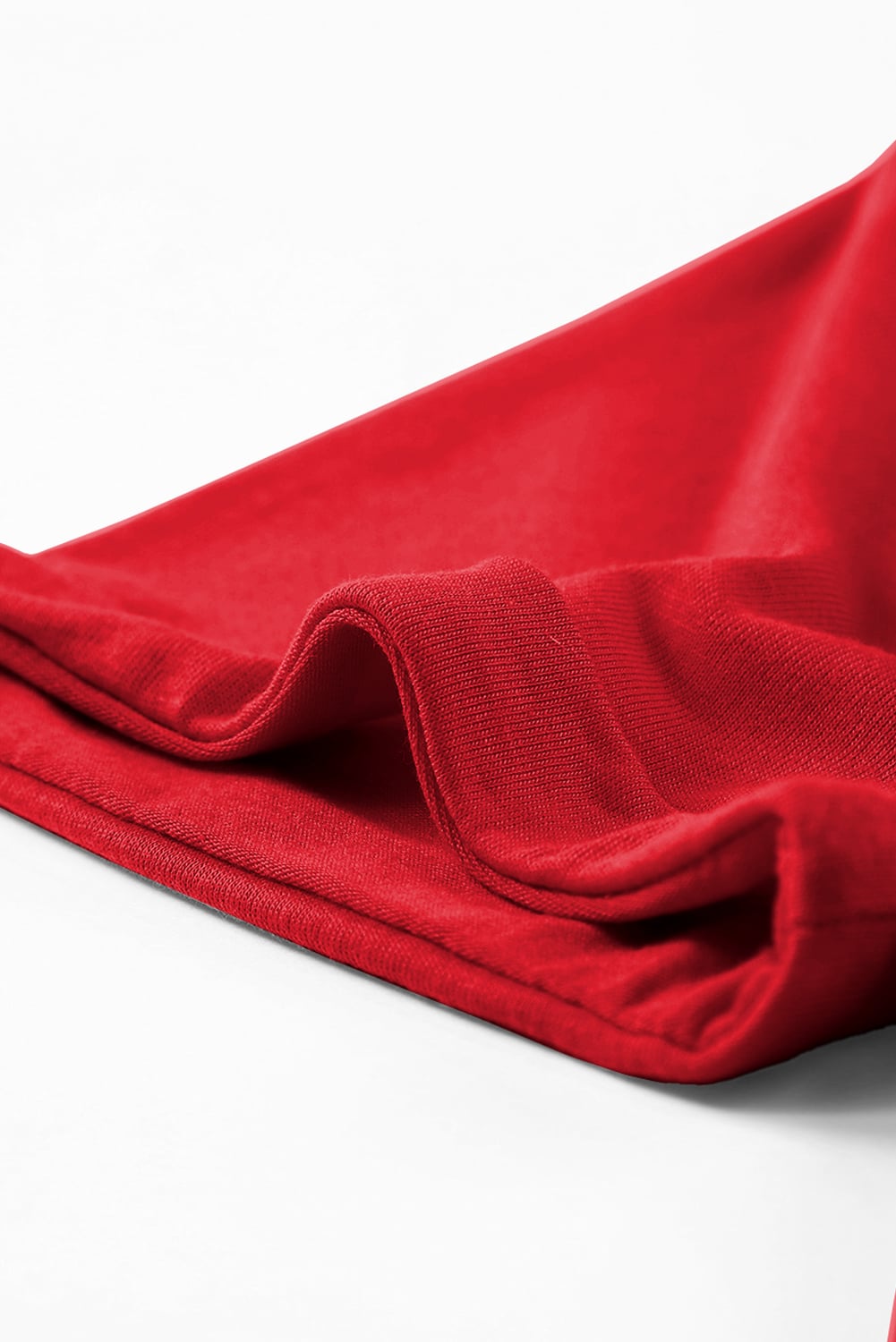 Dearlove Red Casual Plain Crew Neck Tee