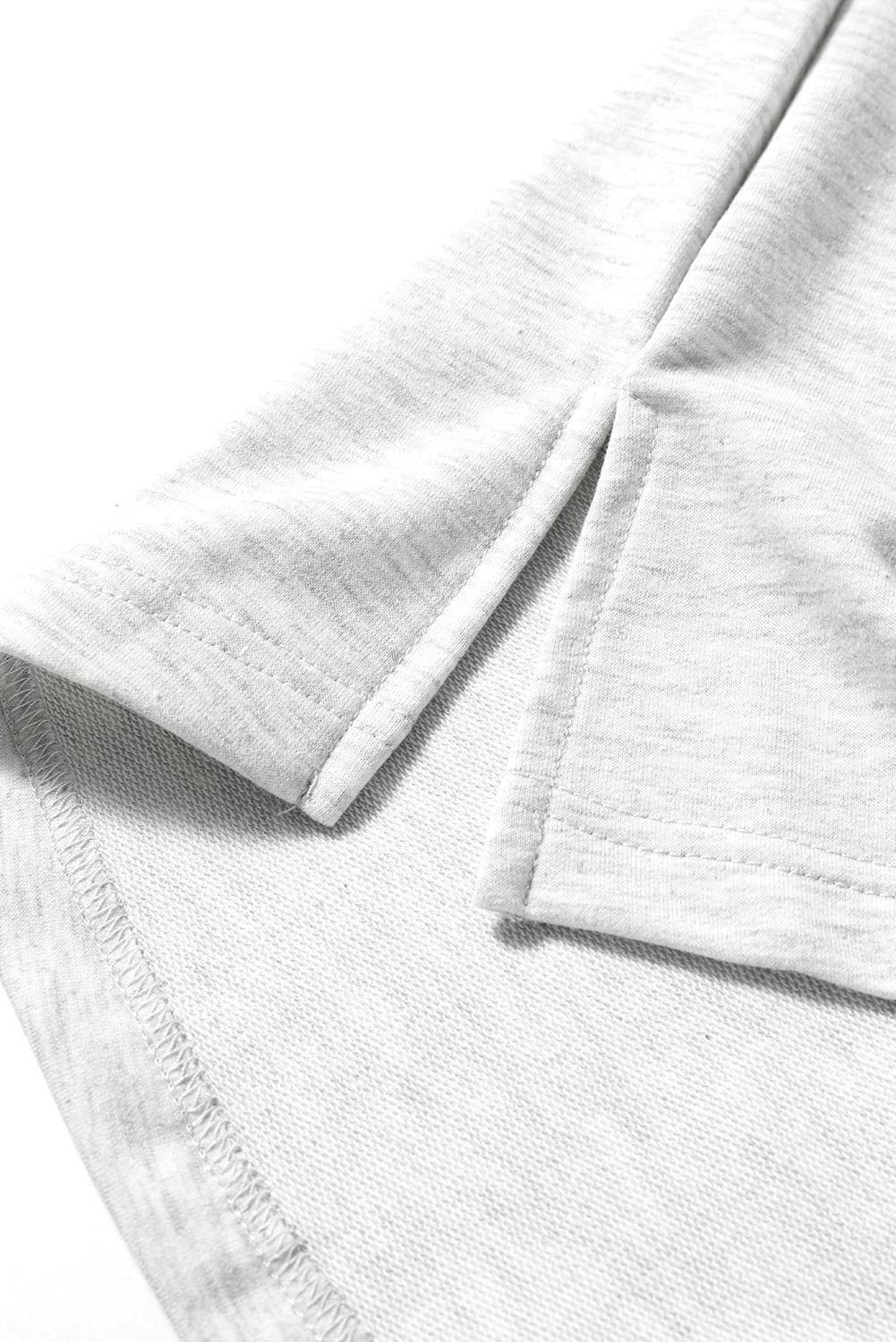 Dearlovers Light Grey Two Tone Contrast Waffle Knit Patched Buttoned V Neck Top