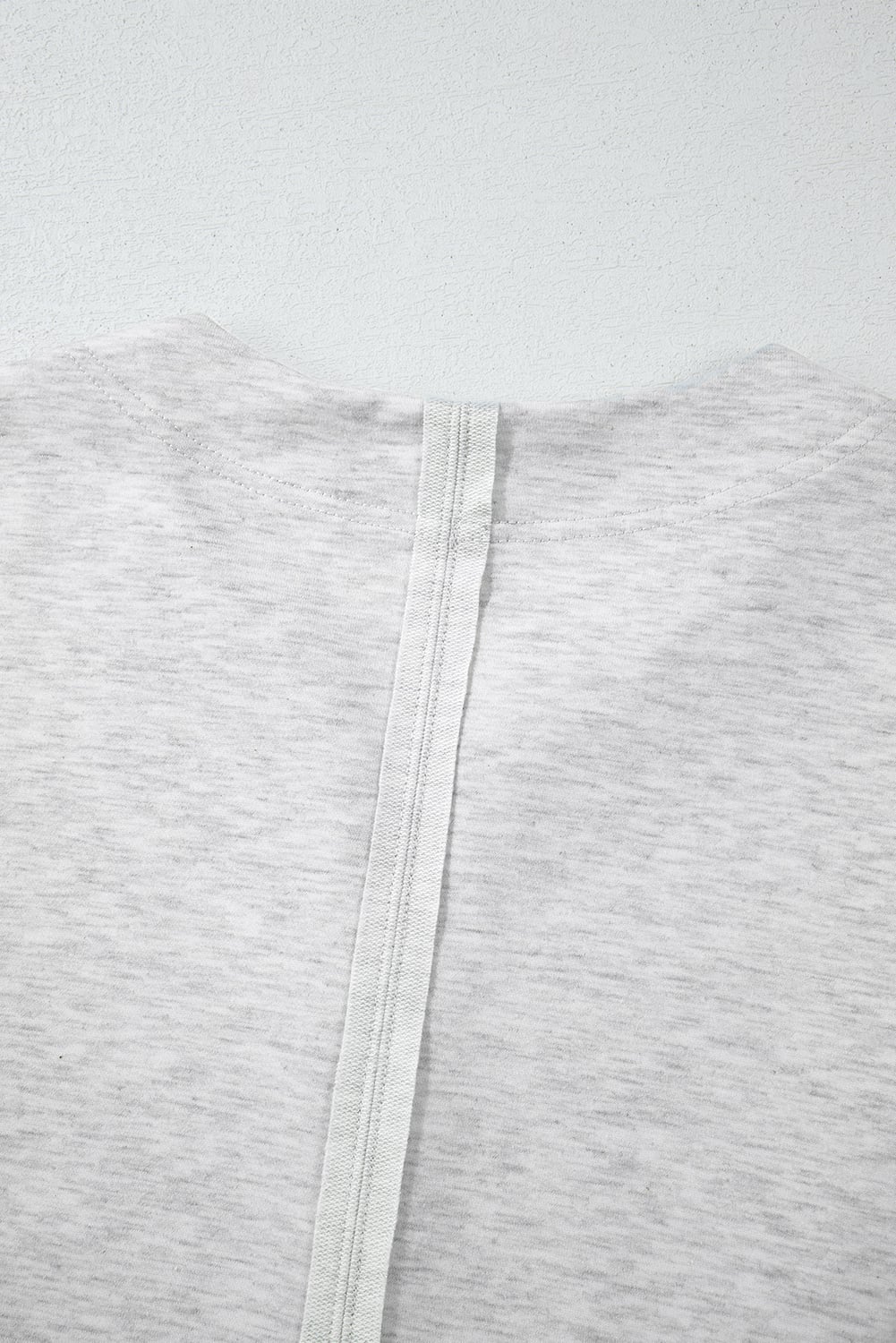 Dearlovers Light Grey Two Tone Contrast Waffle Knit Patched Buttoned V Neck Top