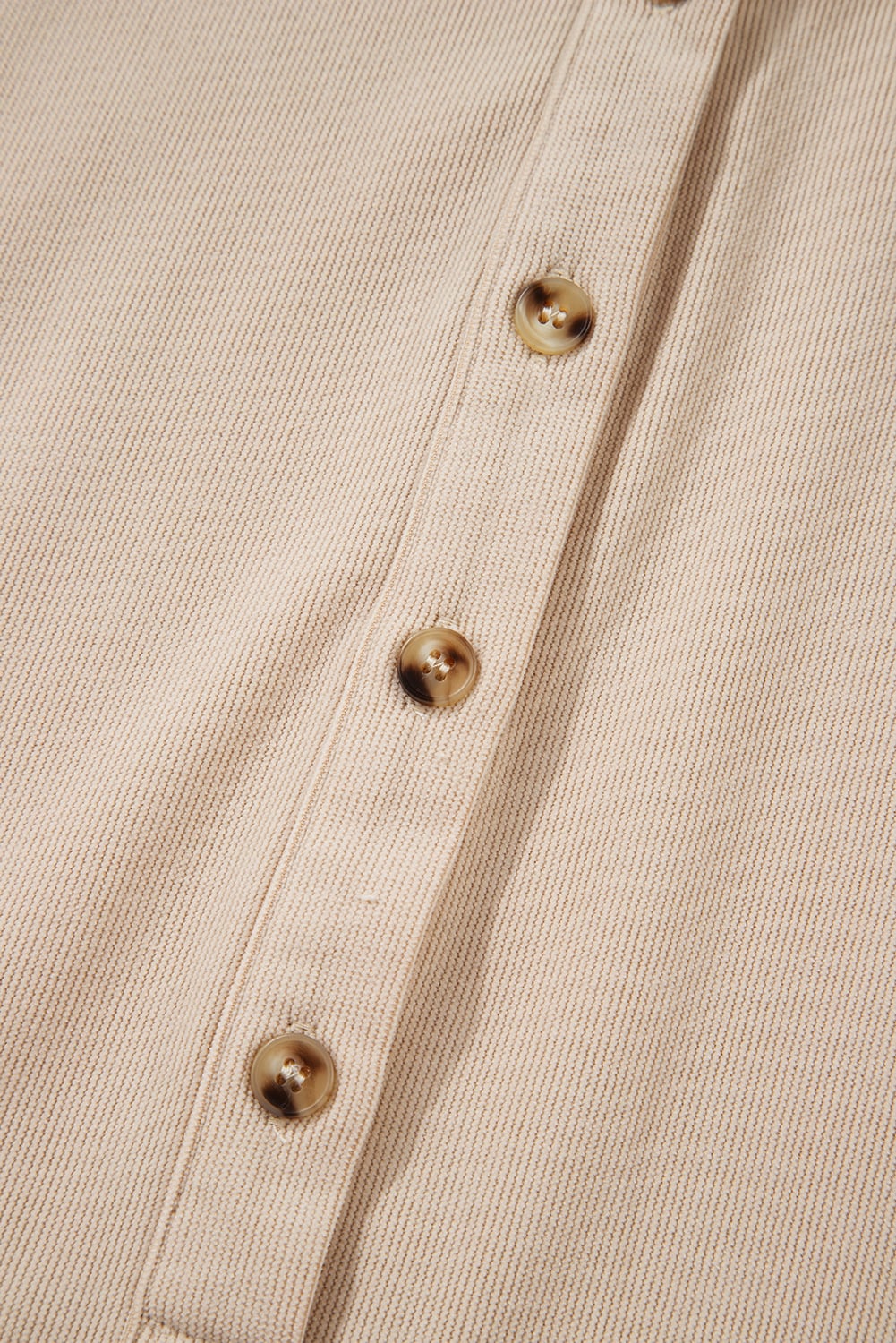 Dearlovers Oatmeal Corduroy Half Button Collared Long Sleeve Mini Dress