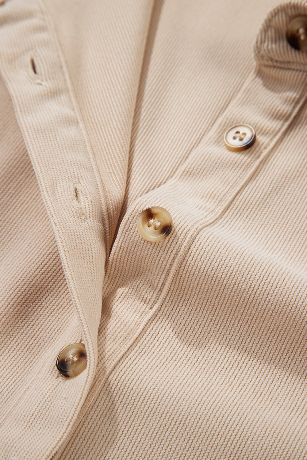 Dearlovers Oatmeal Corduroy Half Button Collared Long Sleeve Mini Dress