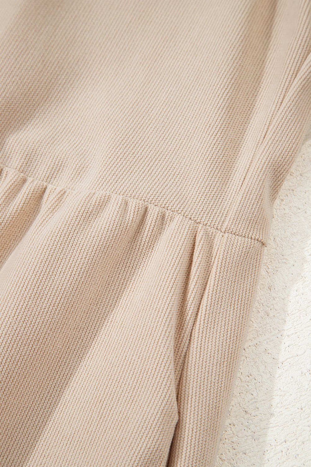 Dearlovers Oatmeal Corduroy Half Button Collared Long Sleeve Mini Dress