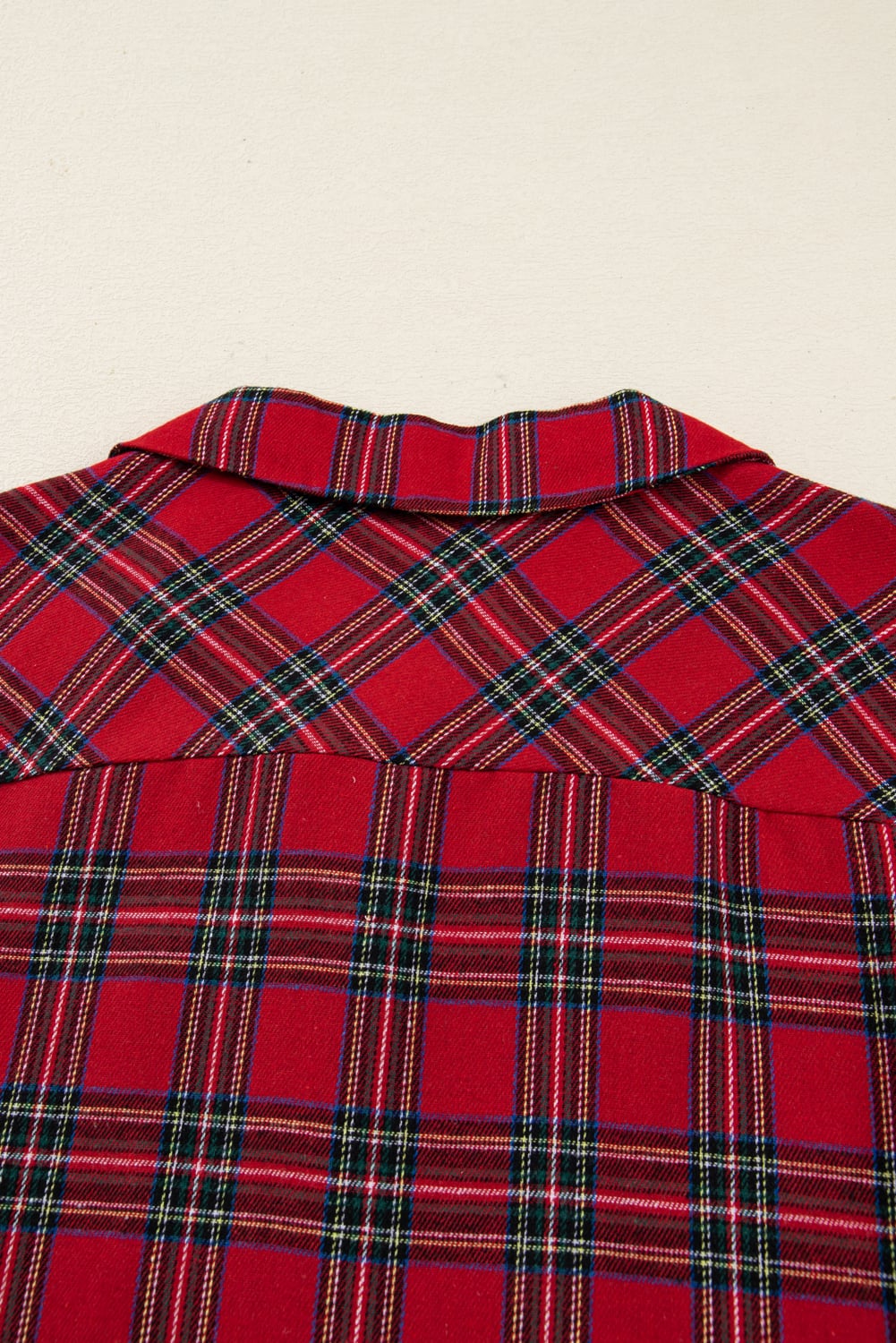 Dearlovers Red Plaid Contrast Patched Christmas Holiday Long Sleeve Shirt and Short 2pcs Pajama Set