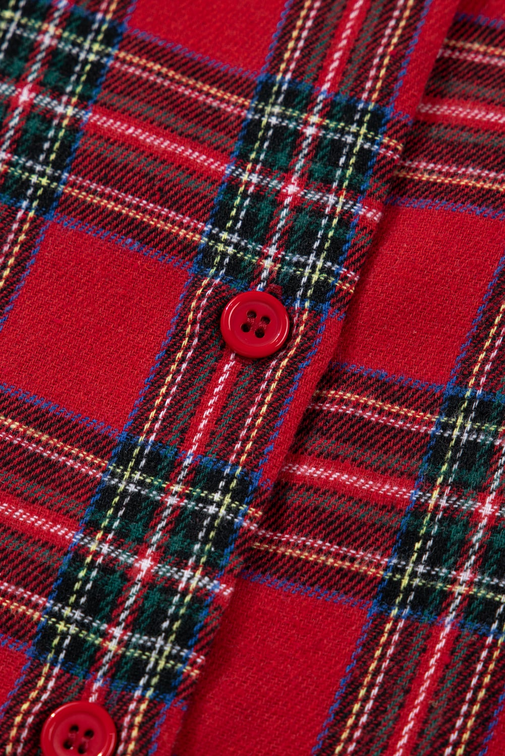 Dearlovers Red Plaid Contrast Patched Christmas Holiday Long Sleeve Shirt and Short 2pcs Pajama Set