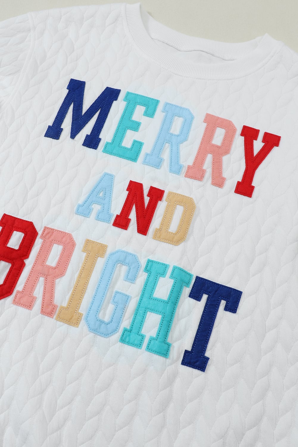 Dearlovers White Merry And Bright Cable Knit Pullover Sweatshirt