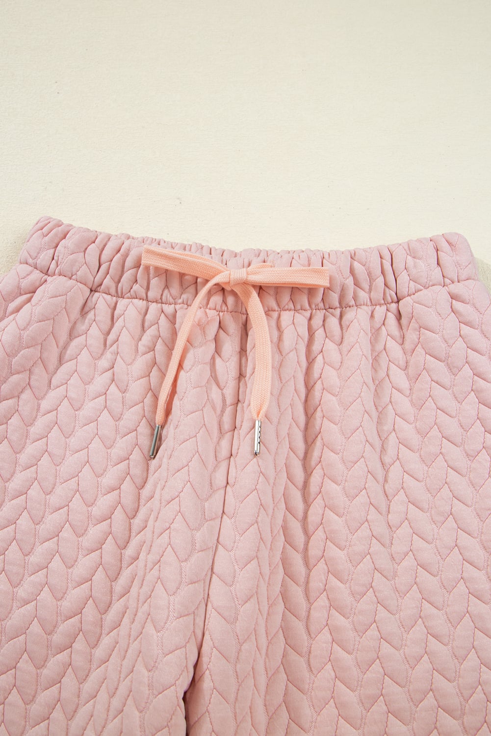 Delicacy Braided Texture Ruffle Hem Top Drawstring Loose Pants Set