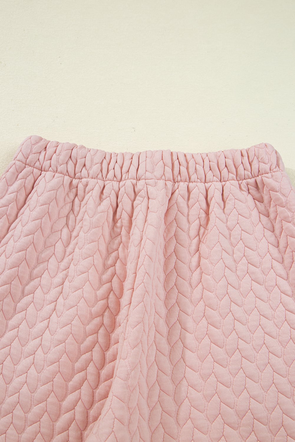 Delicacy Braided Texture Ruffle Hem Top Drawstring Loose Pants Set