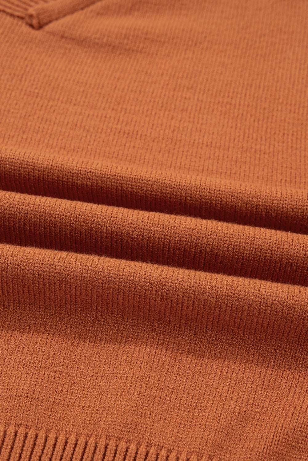 Desert Gold Colorblock Raw Edge Bubble Sleeve V Neck Sweater