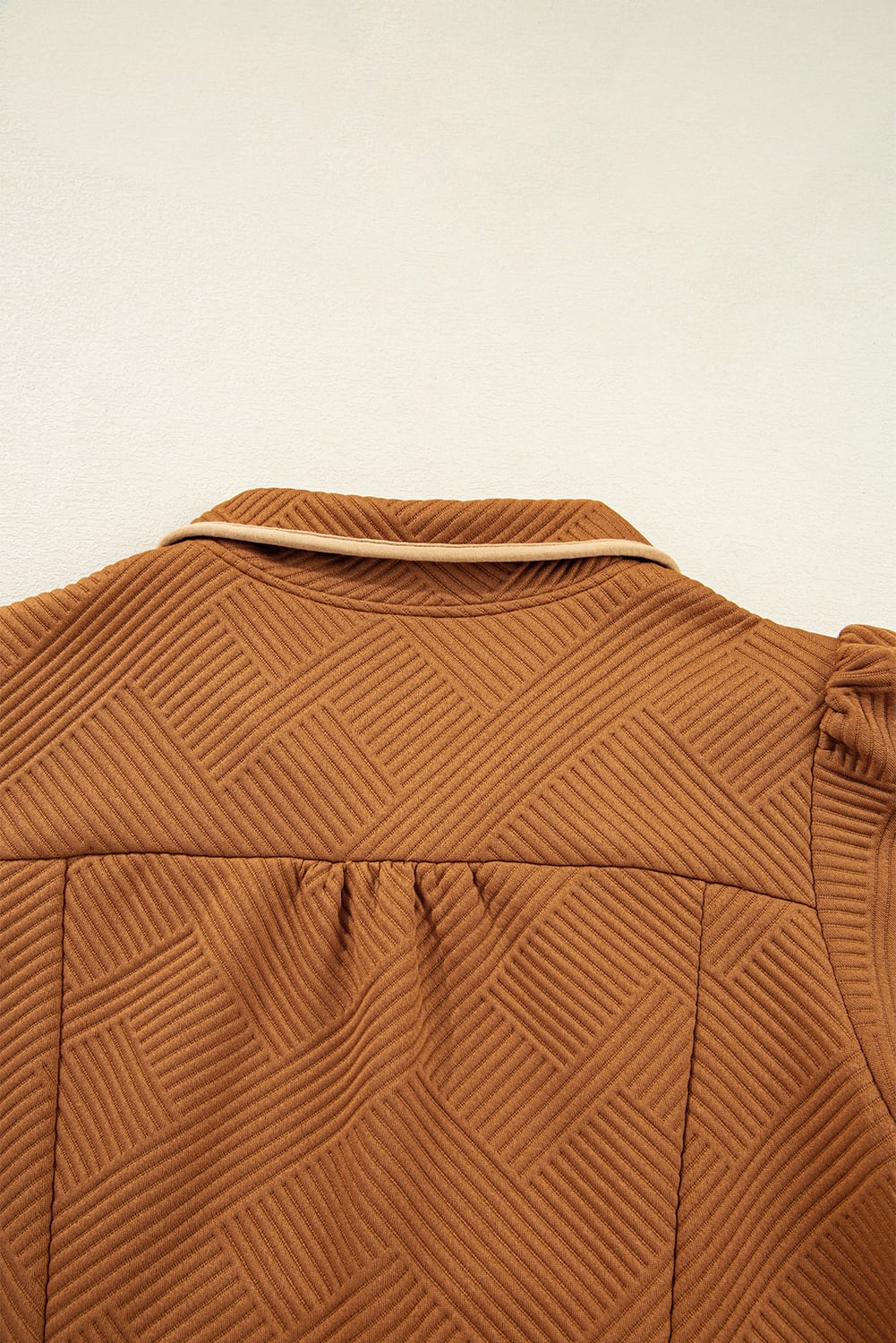 Desert Gold  Quarter Zip Collar Bracelet Sleeve Textured Mini Dress