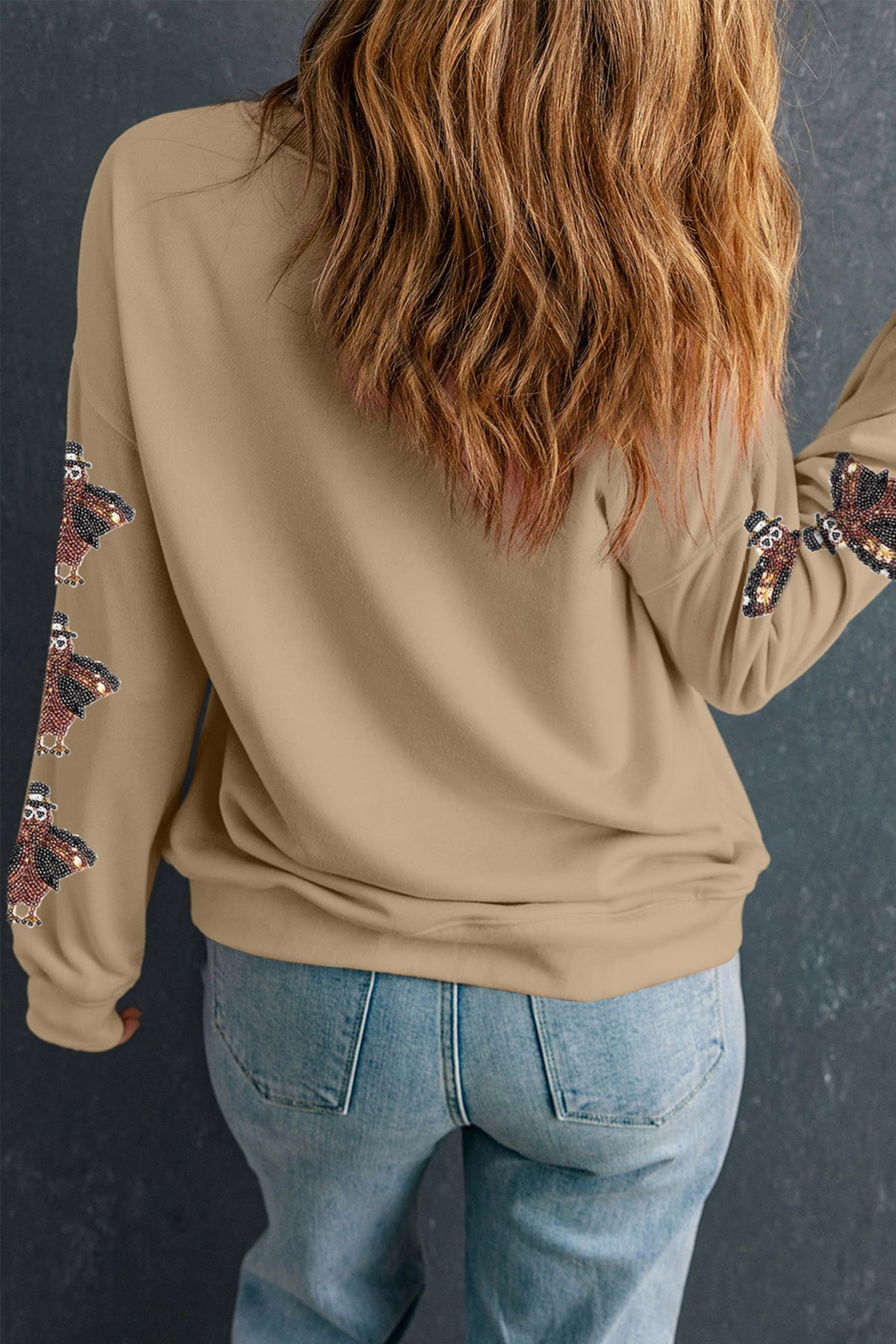 Khaki Turkey Season Thankful Graphic Sweatshirt
