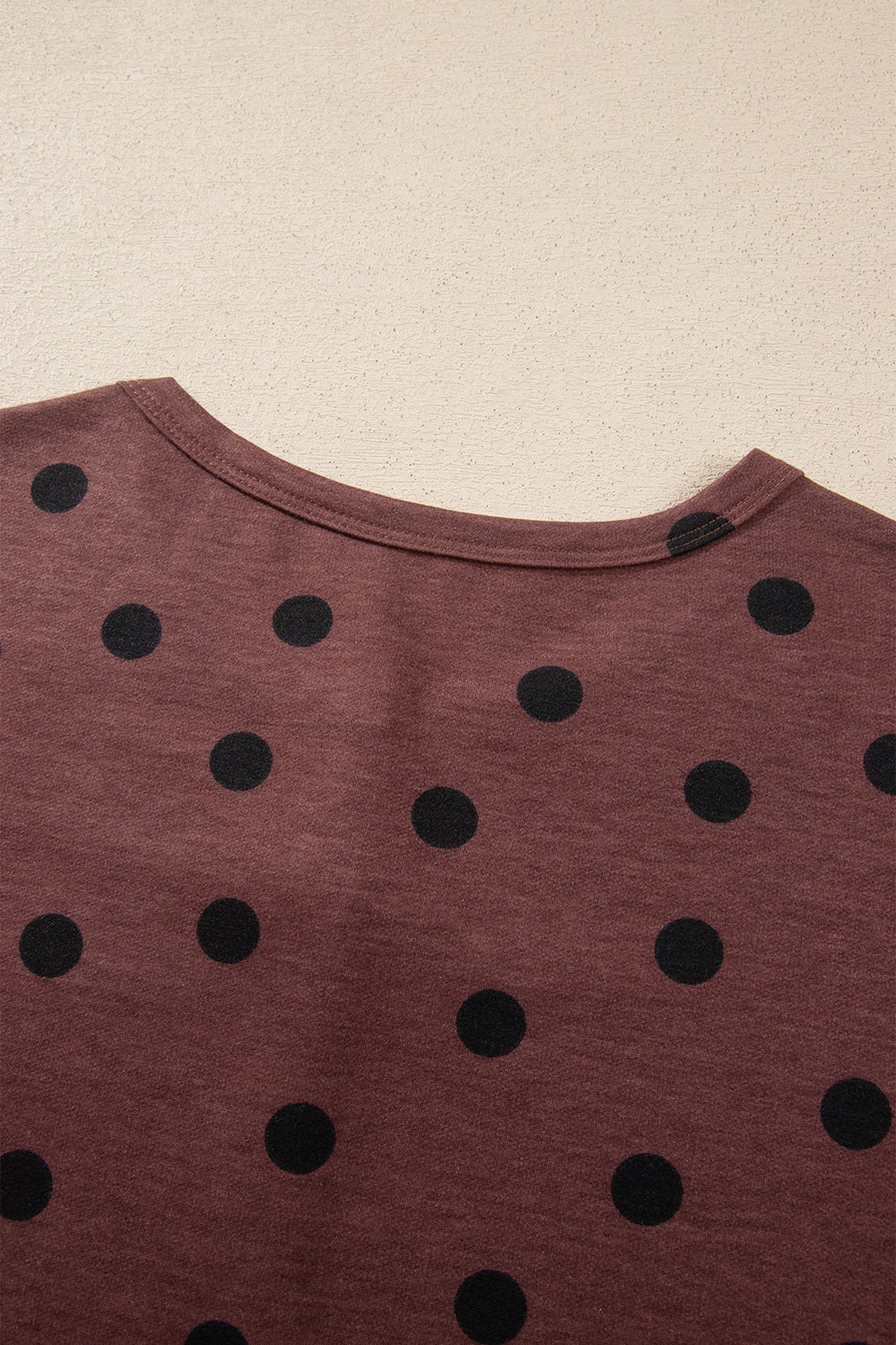 Brown Polka Dot Button Front Long Sleeve Casual Shirt
