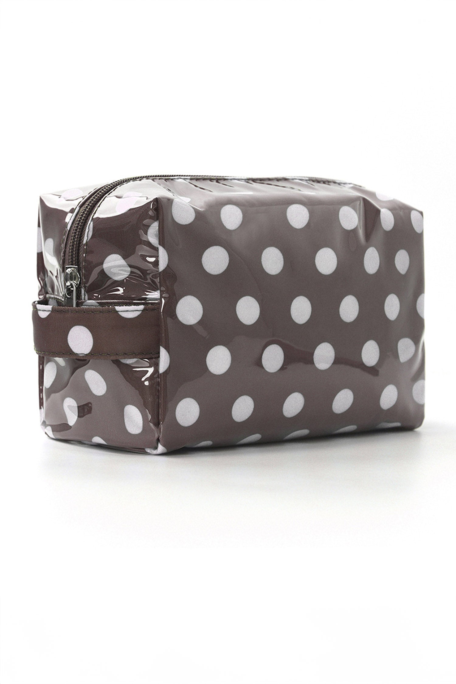 Coffee Durable PVC Polka Dot Makeup Bag