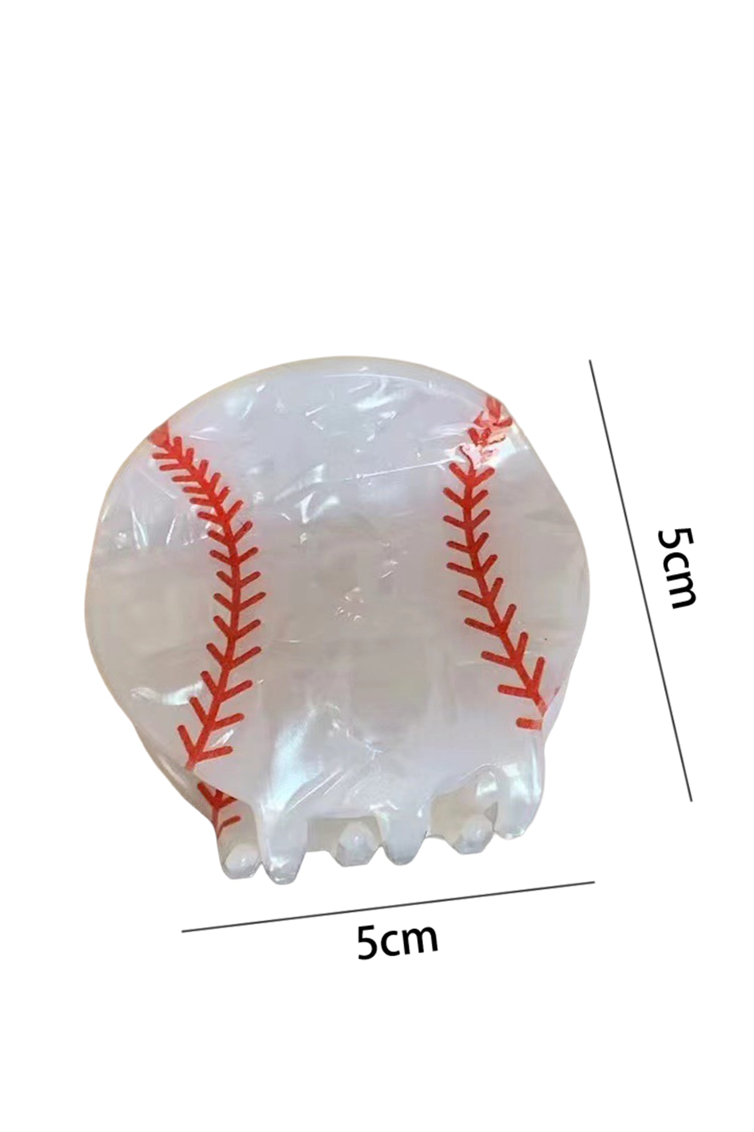 White Baseball Pattern Hair Claw Clip
