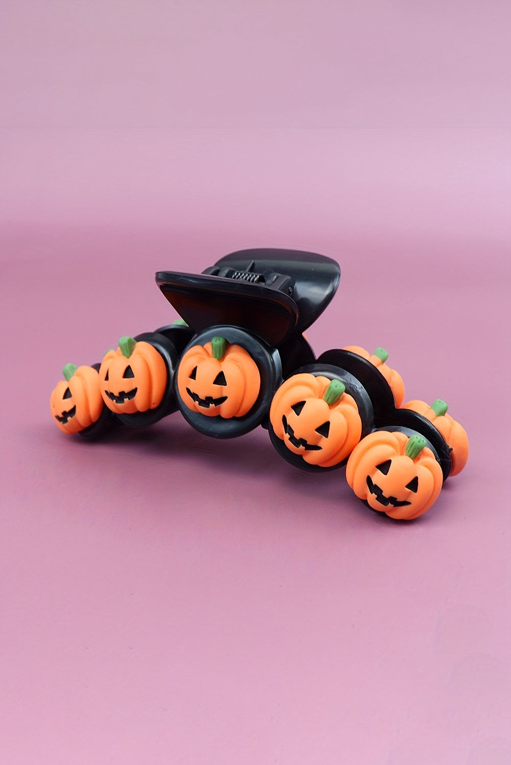 Russet Orange Halloween Pumpkin Design Acrylic Hair Claw Clip