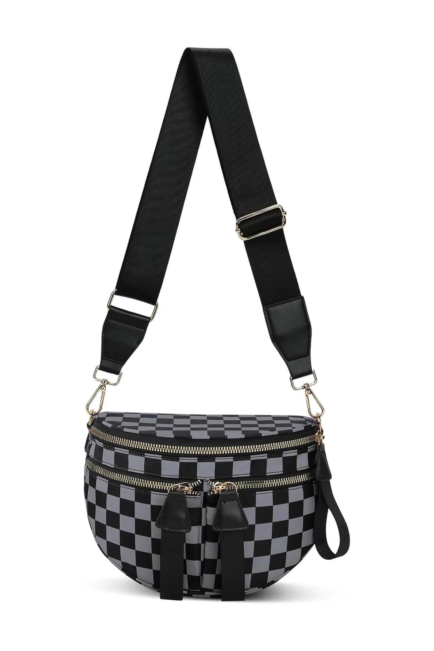 Dirty blue Canvas Checkerboard Pattern 27cm Compact Crossbody Bag