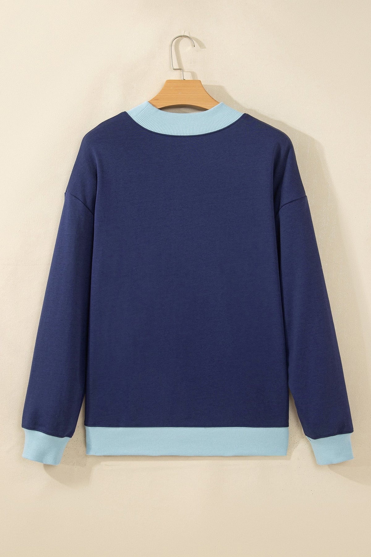 Dirty blue Polka Dot Faith Slogan Graphic Ribbed Trim Mock Neck Sweatshirt