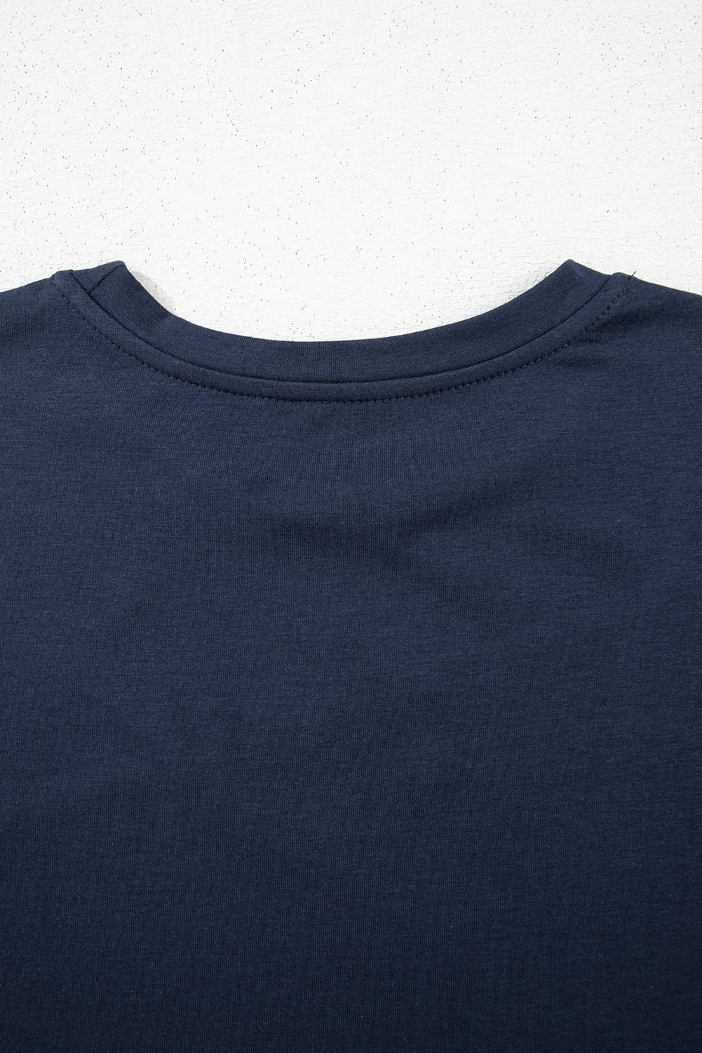 Dirty blue Solid Color Toothpick Stripe Round Neck T Shirt