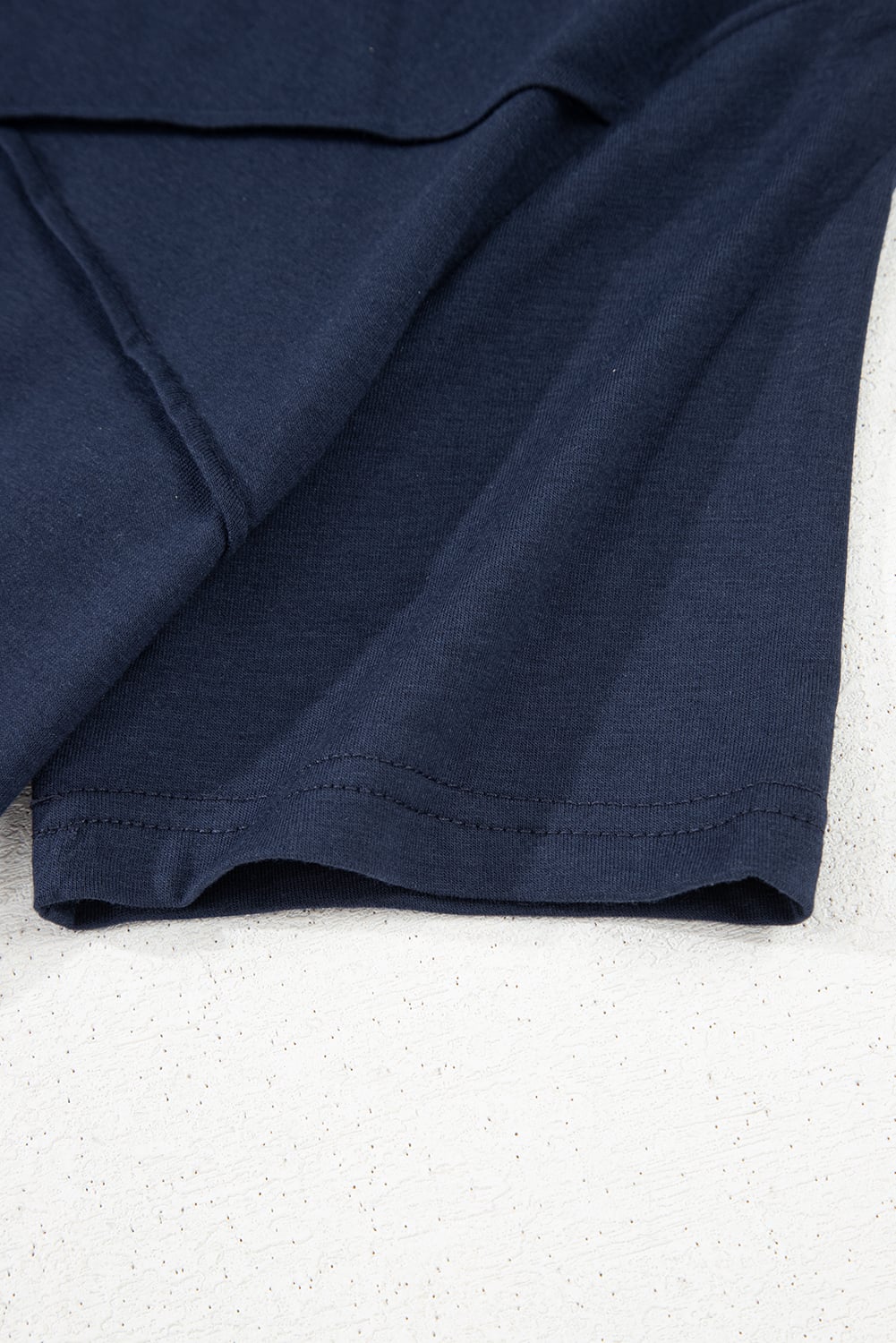 Dirty blue Solid Color Toothpick Stripe Round Neck T Shirt
