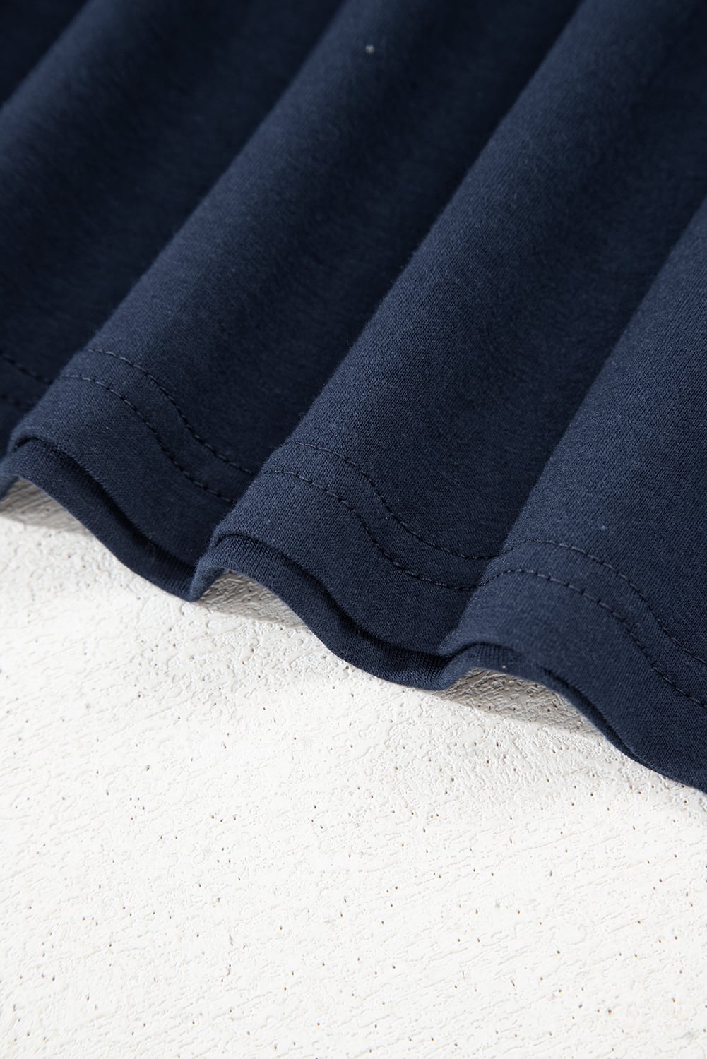 Dirty blue Solid Color Toothpick Stripe Round Neck T Shirt