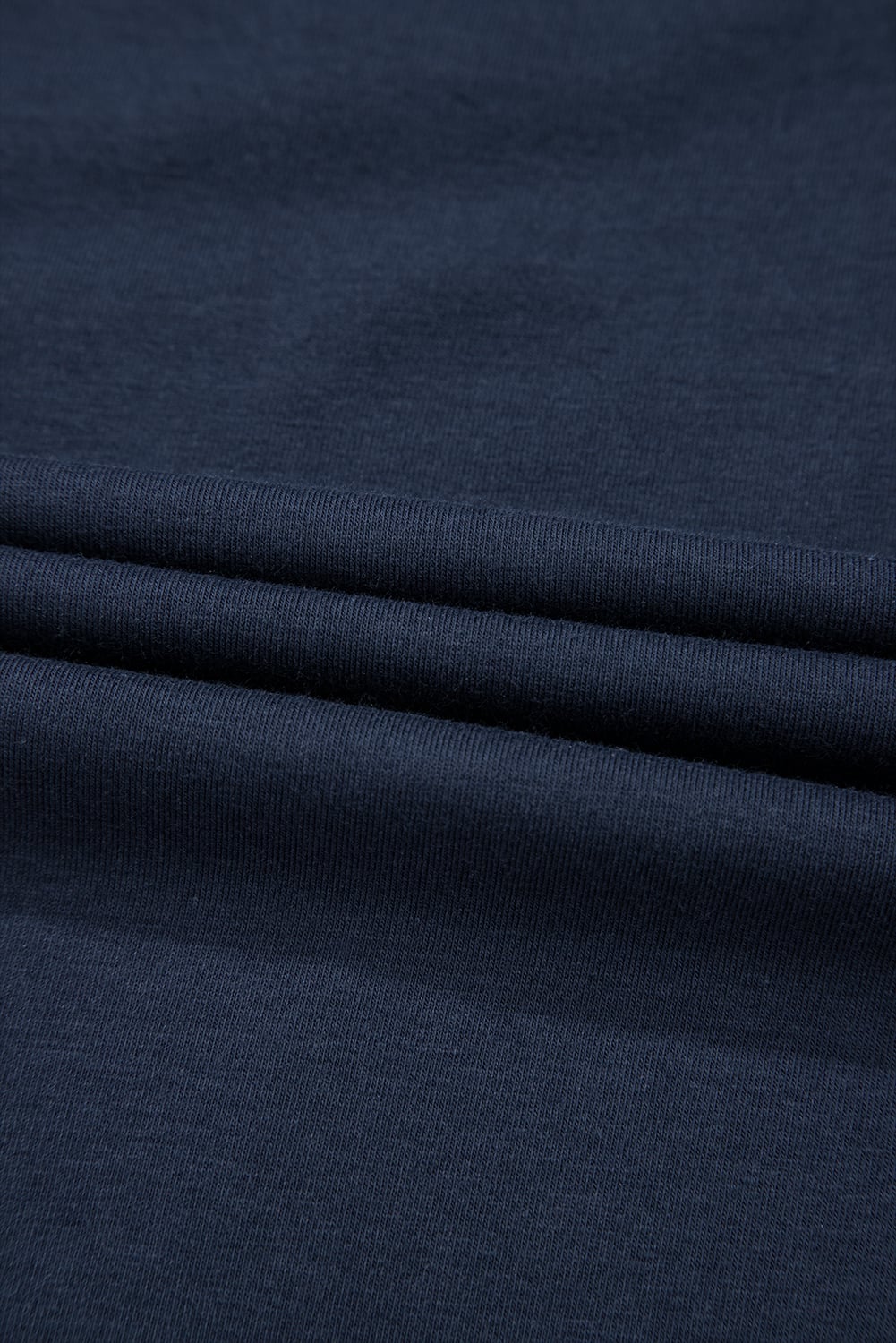 Dirty blue Solid Color Toothpick Stripe Round Neck T Shirt