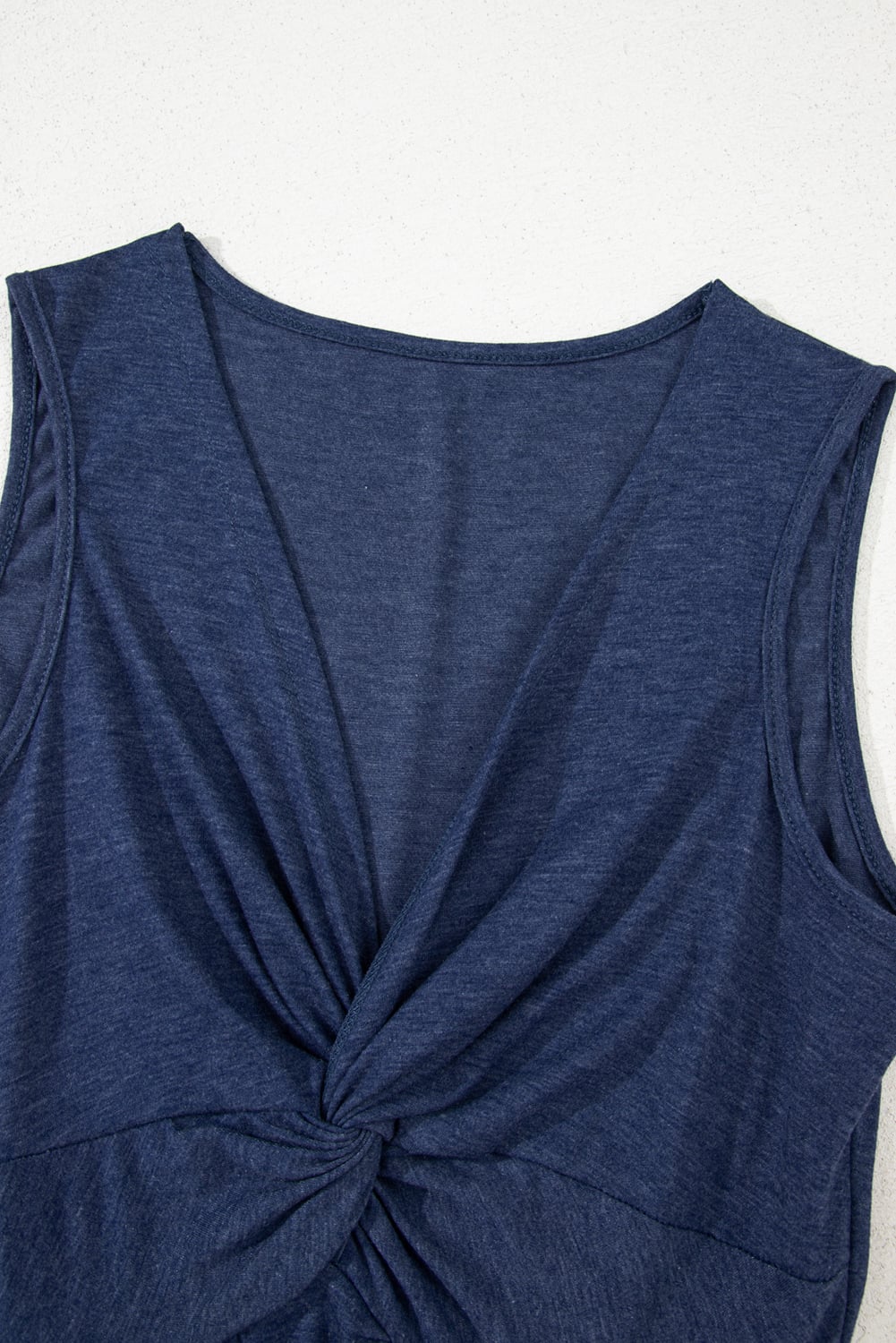 Dirty blue Twisted Bust V Neck Sleeveless Dress
