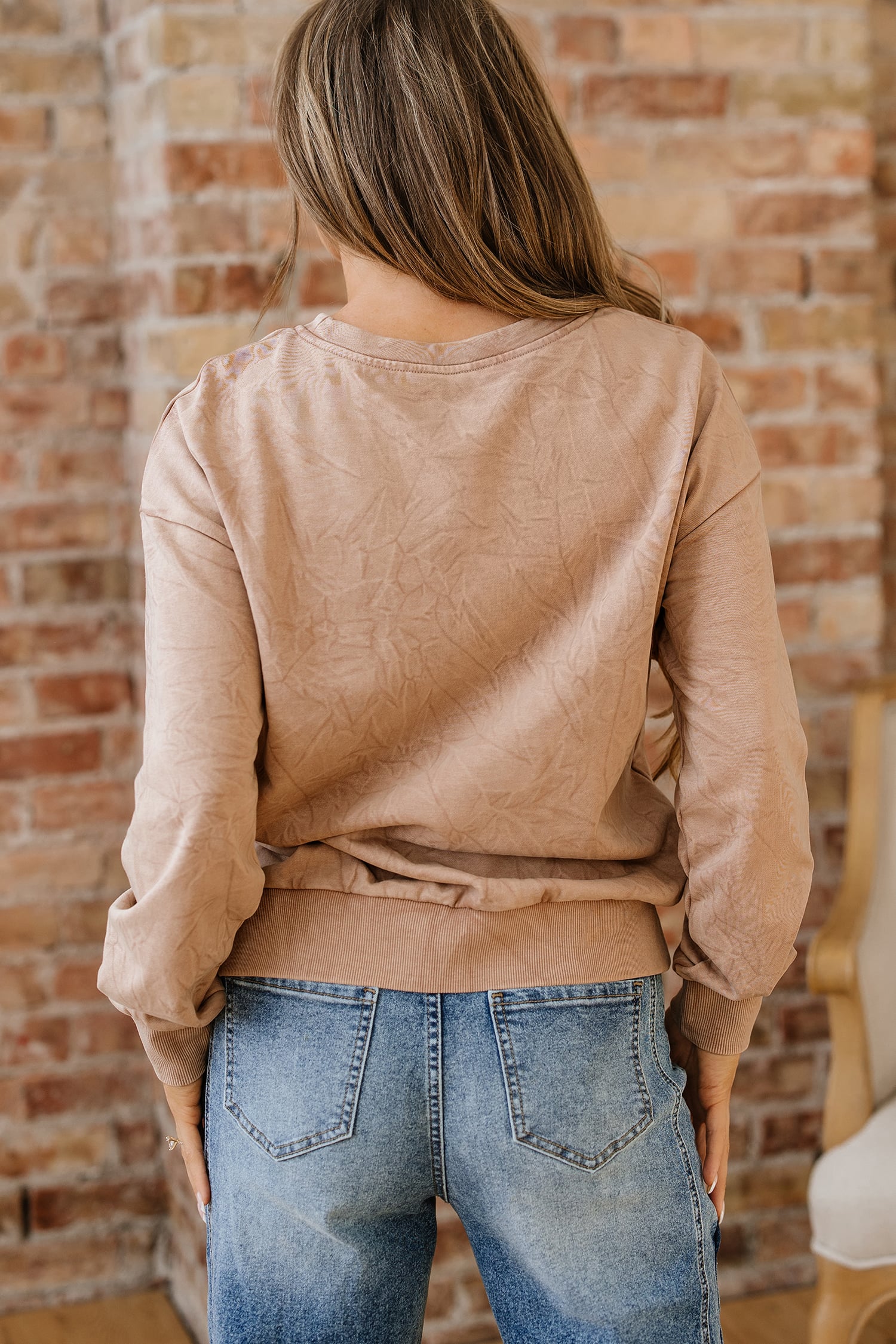 DUNE saved by grace Letter Embroidery Mineral Wash Loose Sweatshirt
