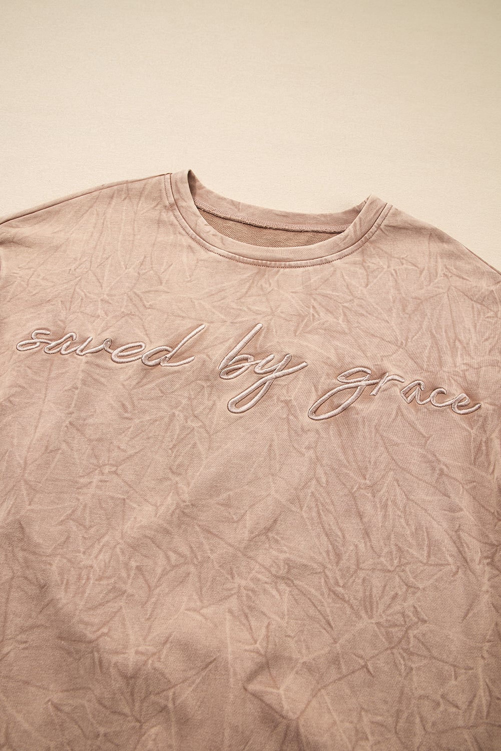 DUNE saved by grace Letter Embroidery Mineral Wash Loose Sweatshirt