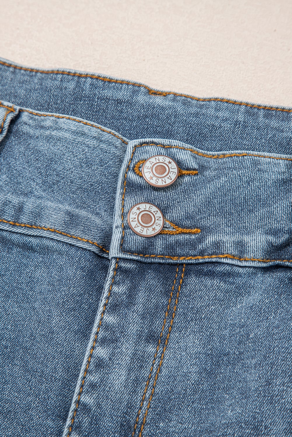 Dusk Blue 2 Button High Waist Piping Trim Bootcut Jeans