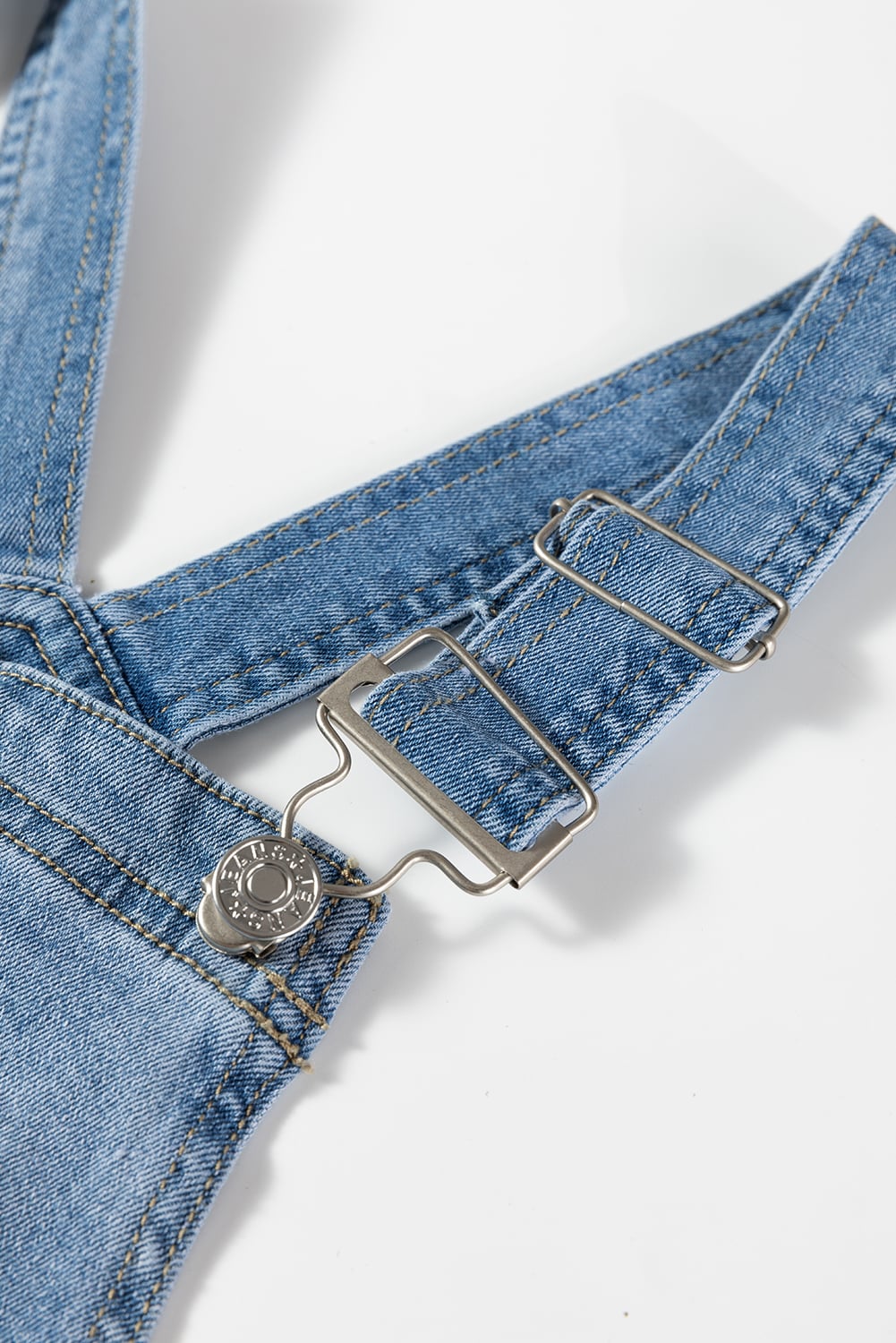 Dusk Blue Adjustable Buckle Barrel Denim Overalls