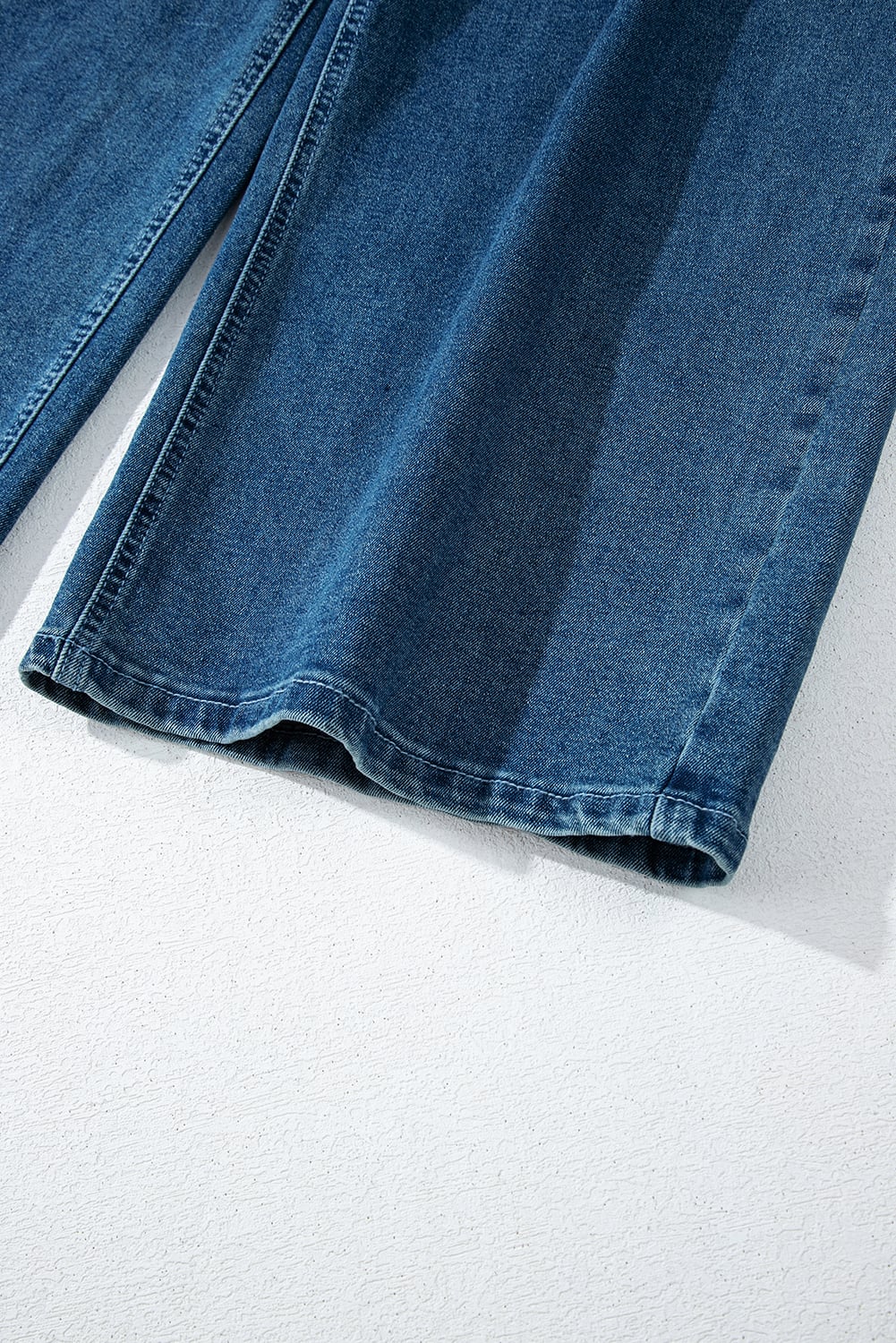 Dusk Blue Adjustable Tie Straps Cropped Wide Leg Denim Overalls