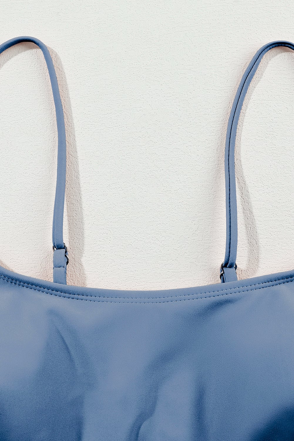 Dusk Blue Colorful Stitch Border Detail 2pcs High Waist Bikini Swimsuit