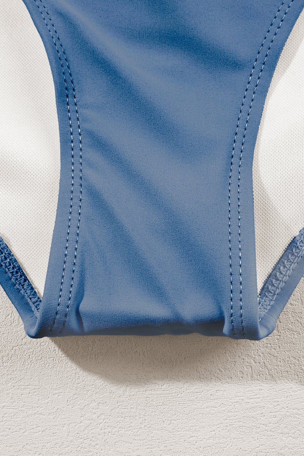 Dusk Blue Colorful Stitch Border Detail 2pcs High Waist Bikini Swimsuit