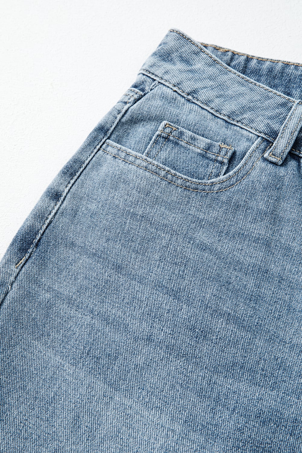 Dusk Blue Embroidered Cropped Wide Leg High Waist Jeans