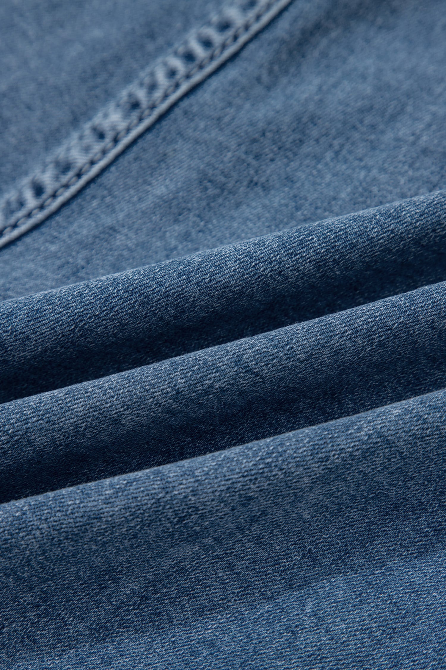 Dusk Blue Flap Pockets Denim Shorts