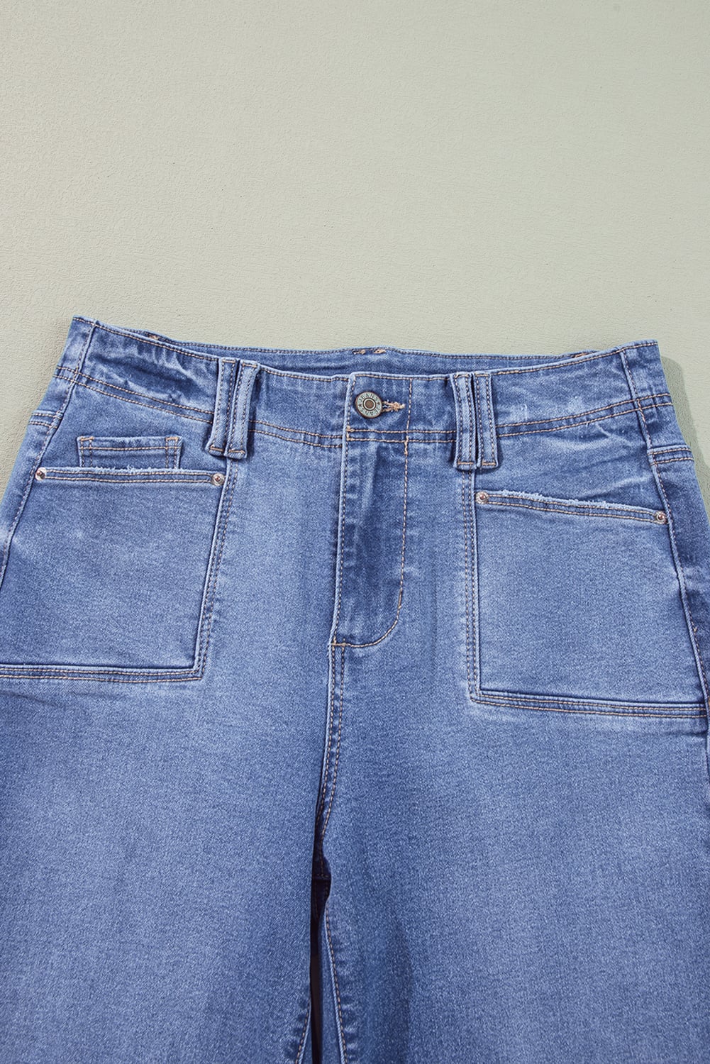Dusk Blue Loose Straight Leg Cropped High Waist Jeans