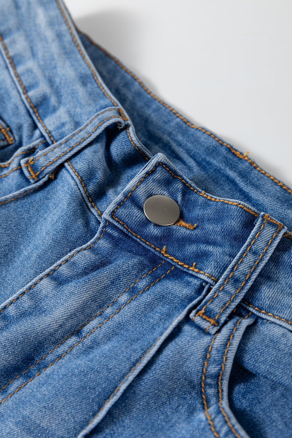 Dusk Blue Piping Seam Detail Flare Leg Pocket Jeans