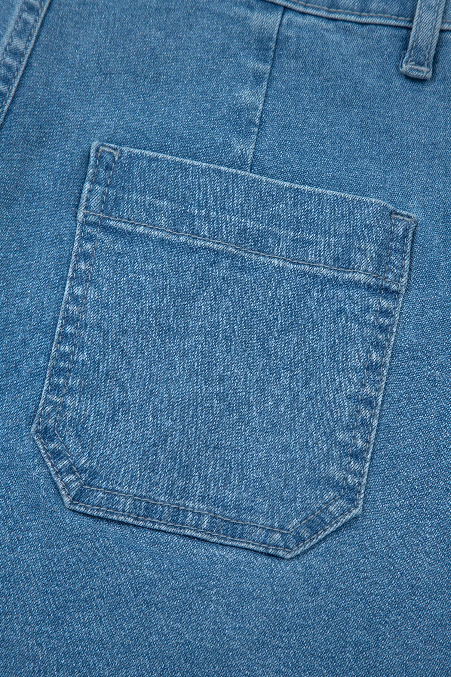 Dusk Blue Retro Washed Patch Pocket Stretchy Jeans