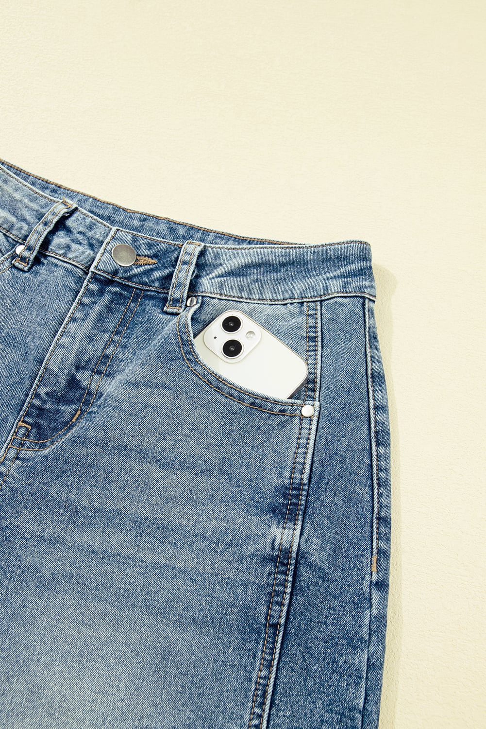 Dusk Blue Vintage Washed Seam Detail Shift Jeans
