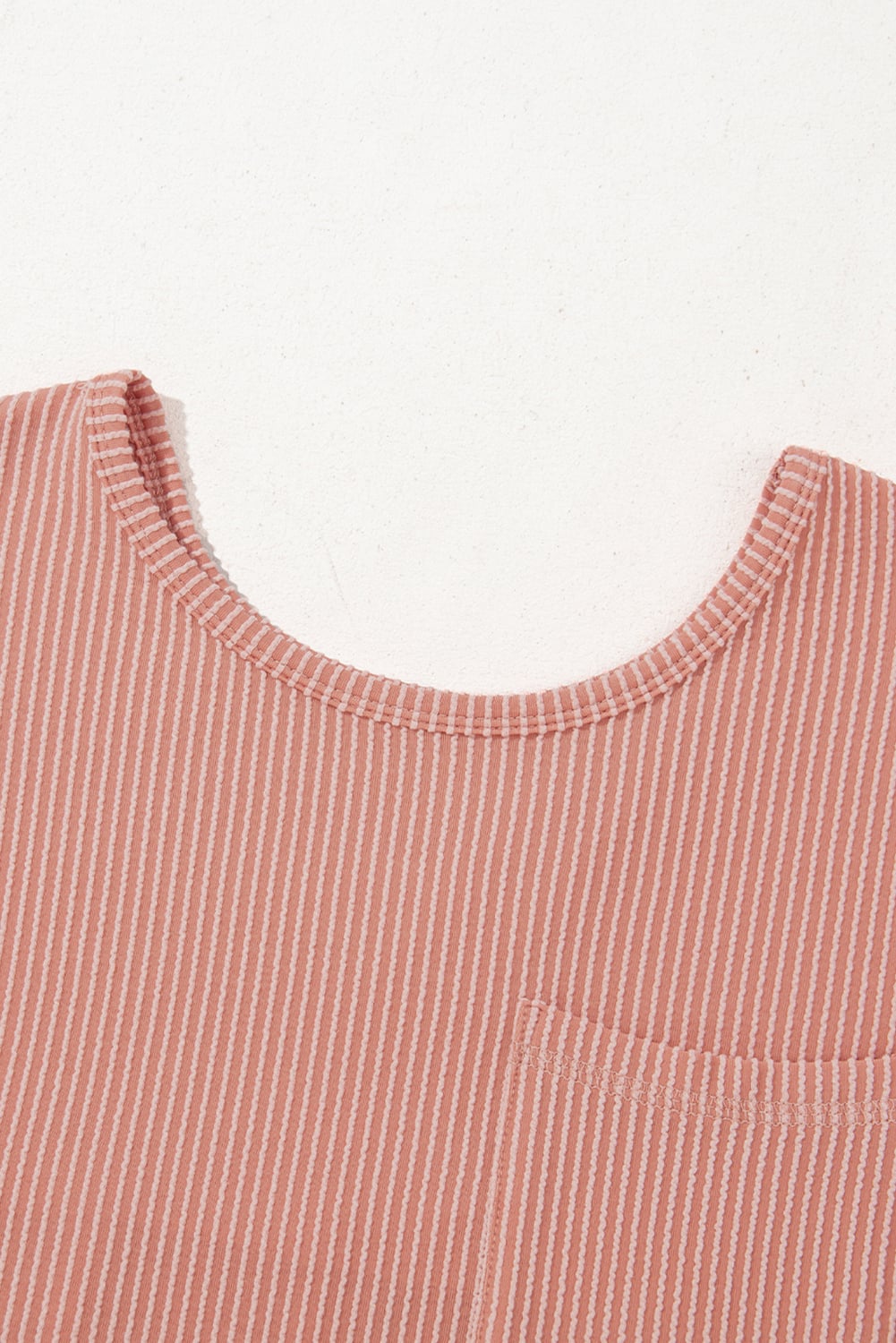 Dusty Pink Corded Knit Textured Patched Pocket Frilled Swing Mini Dress with Pockets