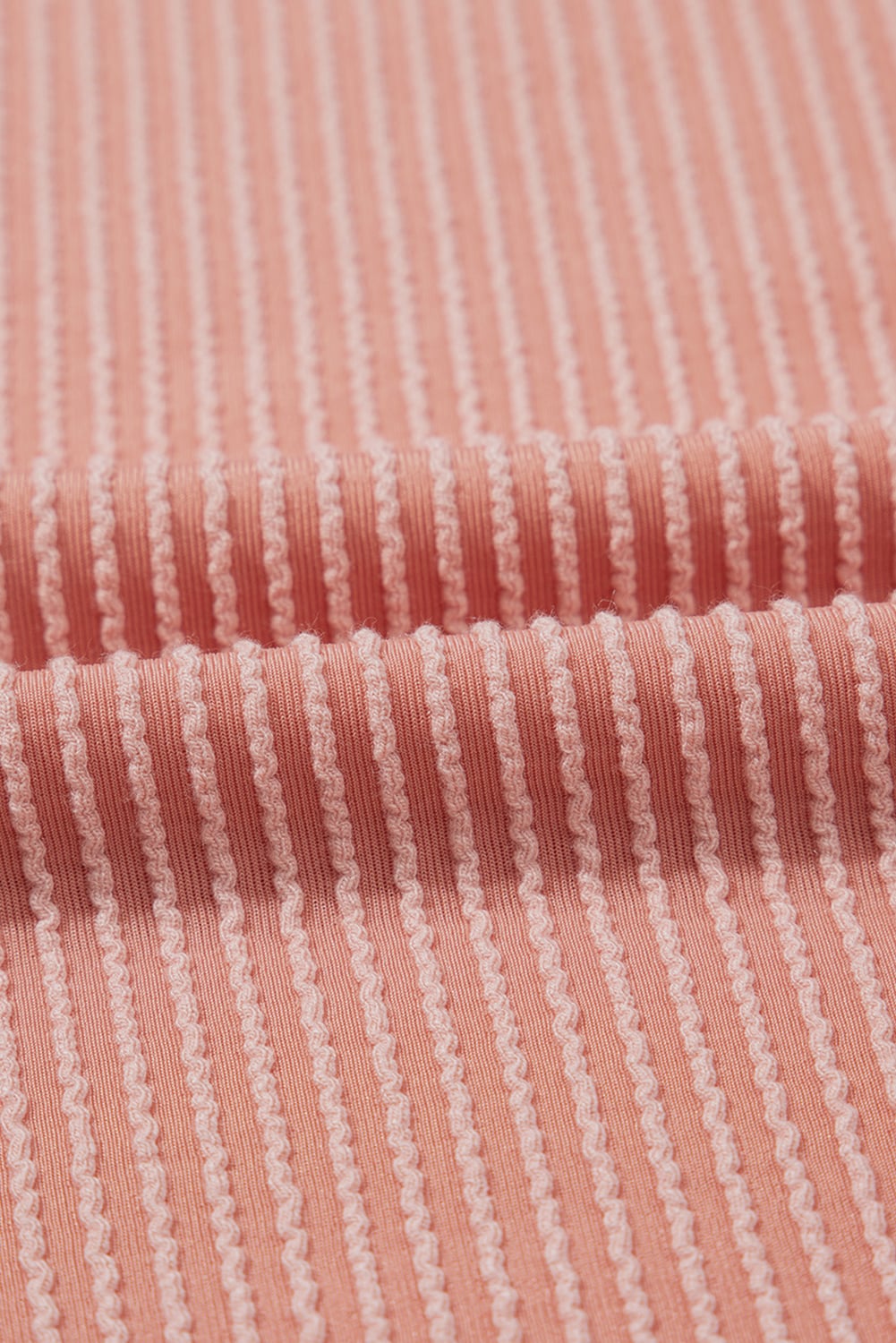 Dusty Pink Corded Knit Textured Patched Pocket Frilled Swing Mini Dress with Pockets