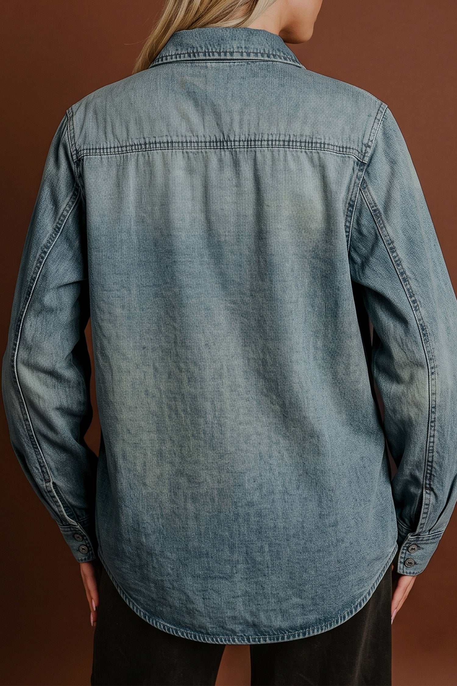 Beau Blue Western Tunic Shirt Style Denim Jacket