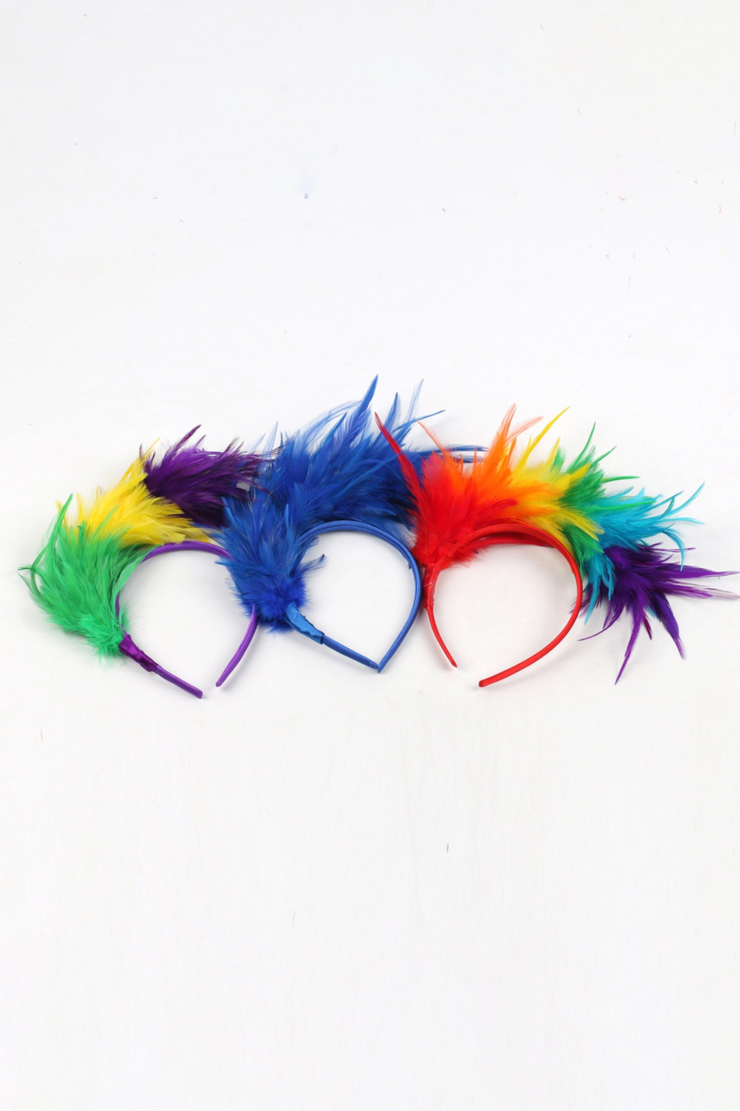 Tillandsia Purple Mardi Gras Tricolor Feather Plastic Headband