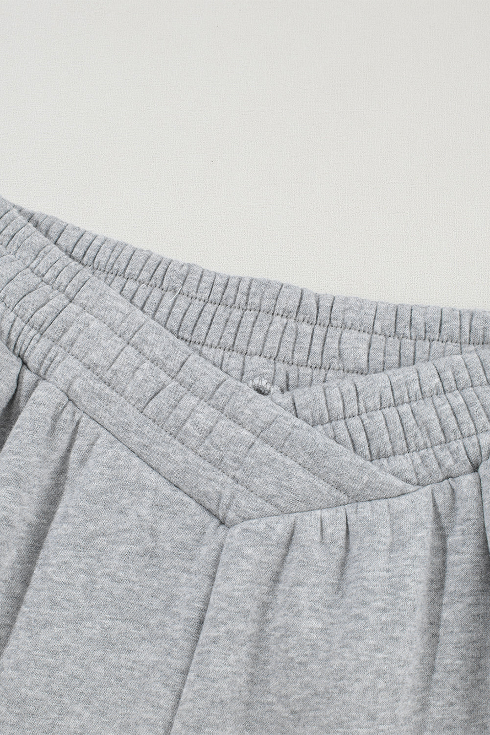 Light Grey Solid Color Crisscross Elastic Waist Sweatpants