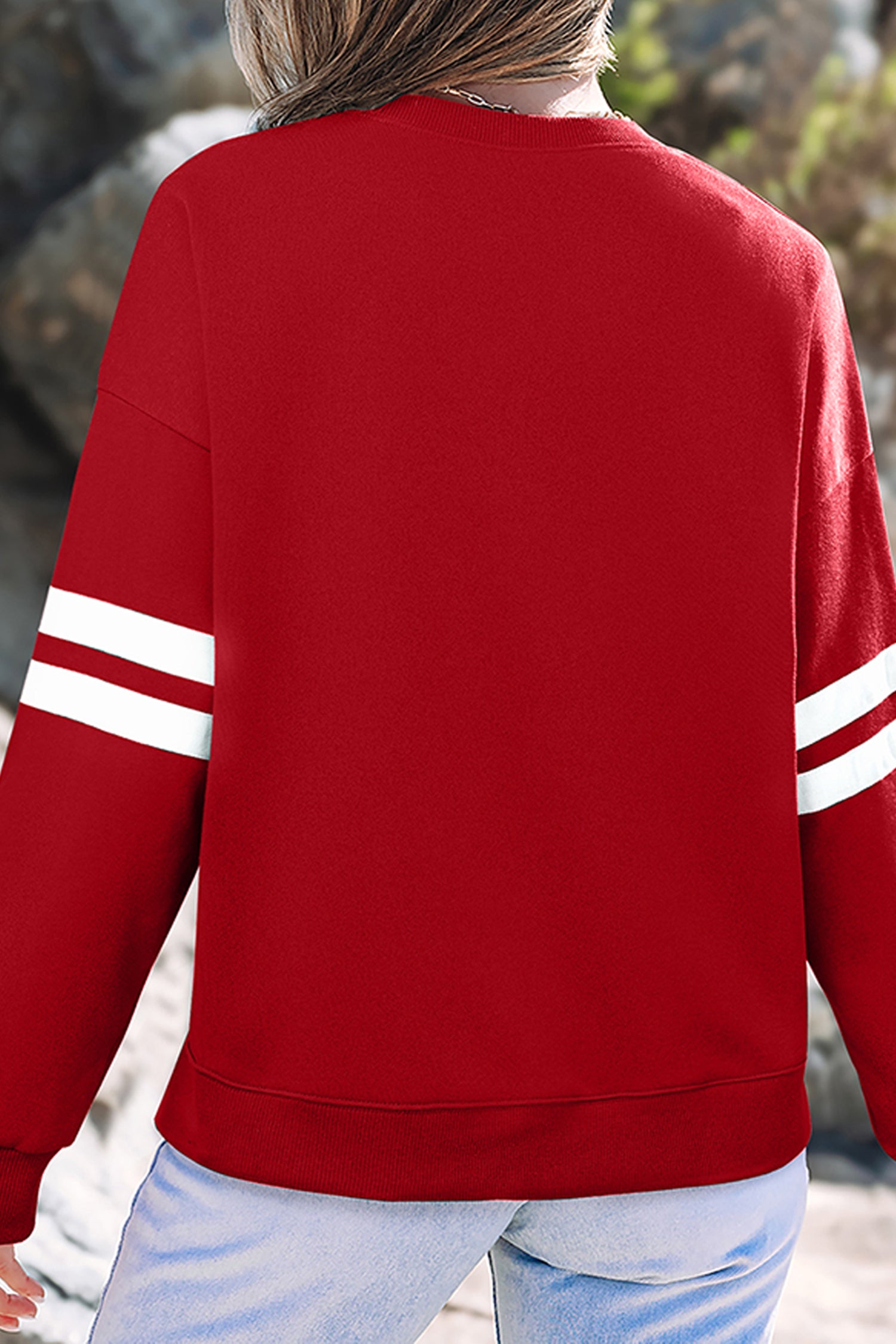 Fiery Red Alabama Letter Print Casual Graphic Sweatshirt