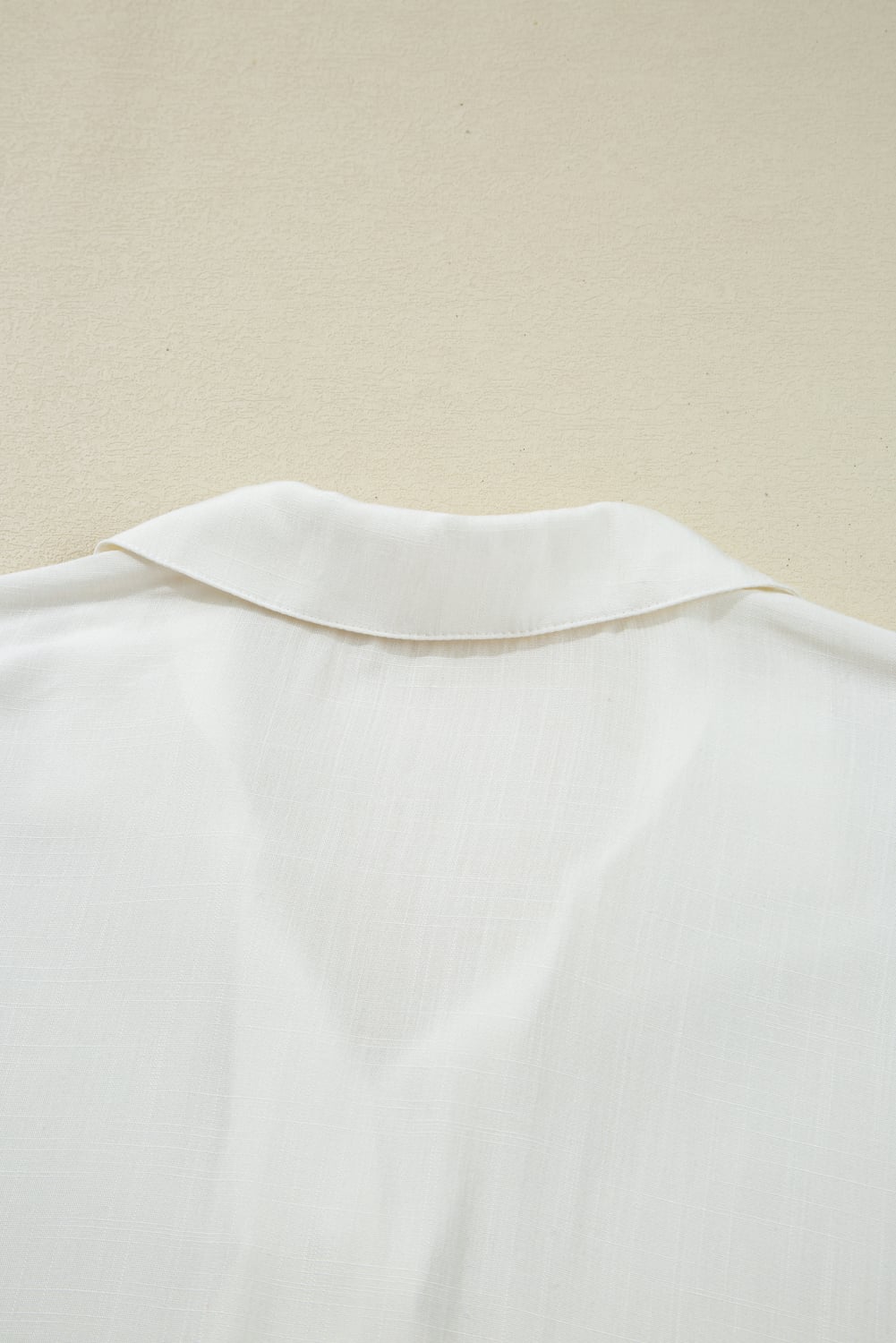 White Ruffle Elastic Cuffs Puffy Long Sleeve Button Down Shirt